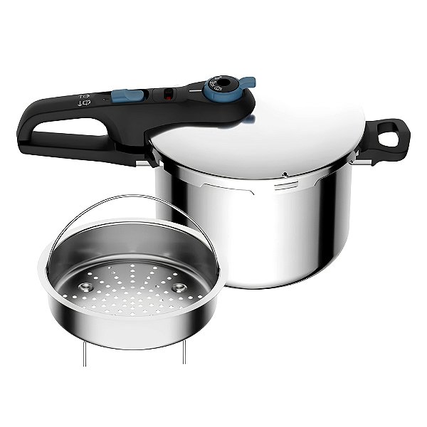 Panela De Pressão 22cm Aço Inox Secure Trendy com Indução e Fechamento Externo Rochedo 6L
