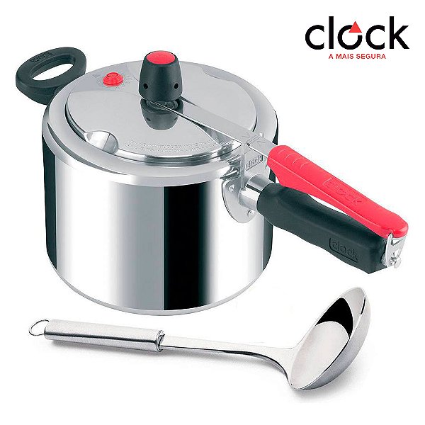 Panela de Pressão 4,5L Clock Eco Polida em Alumínio Polido com Concha de Aço Inox