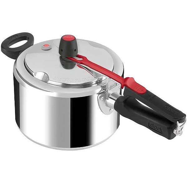 Panela de Pressão Clock+ em Alumínio Original Polida Fechamento Interno 3L