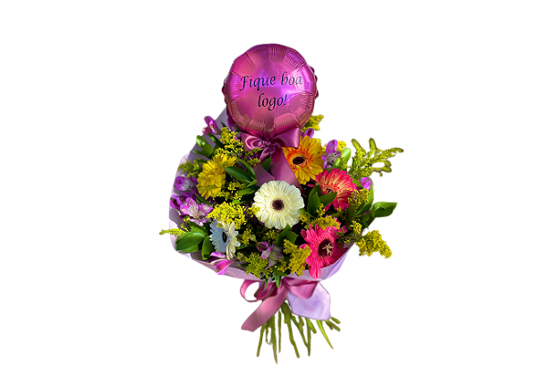 Buquê com Gérberas e Balão