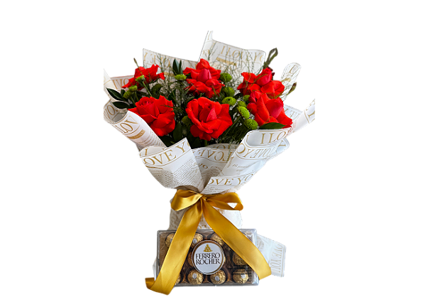 Buquê de Rosas com Chocolate