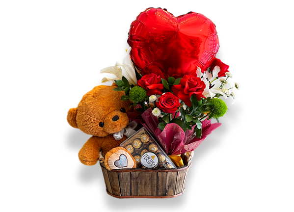 Cesta Premium GG com Balão, Urso e Ferrero Rocher