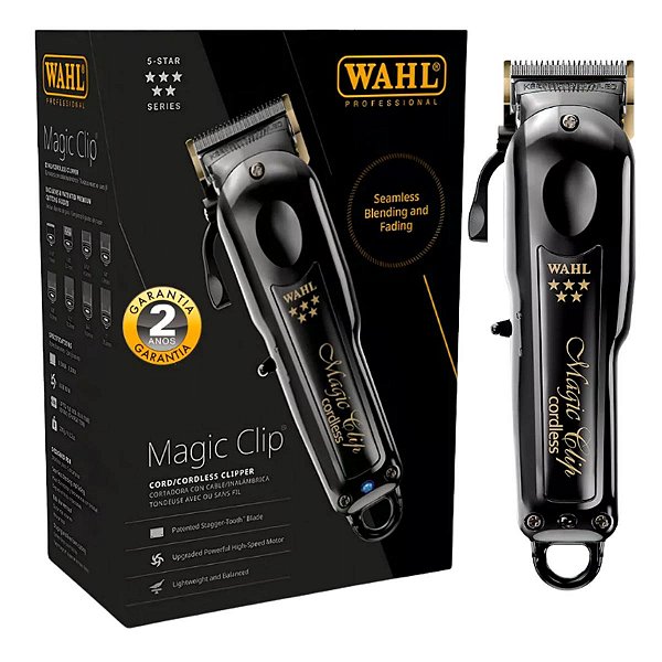 Wahl Magic Clip Máquina de Cortar Cabelo Profissional Sem Fio 6500 RPM Bivolt Preta