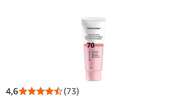 Hidrabene Protetor Solar Facial FPS 70 Textura Ultraleve 50g