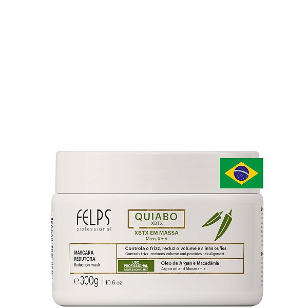 Felps XBTX de Okra Botox Capilar Redutor de Volume Argan Macadâmia 300g