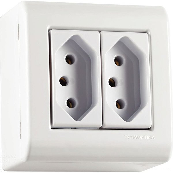 Tramontina LizFlex Caixa Sobrepor 2 Tomadas 2P+T 20A 250V Branca