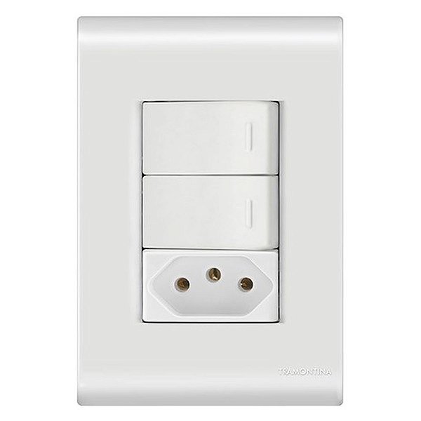 Tramontina Liz Conjunto 4x2 2 Interruptores Simples 10A 250V 1 Tomada 2P+T 10A 250V Branco