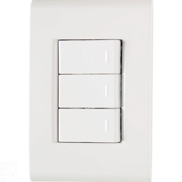 Tramontina Liz Conjunto 4x2 3 Interruptores Simples 10A 250V Branco