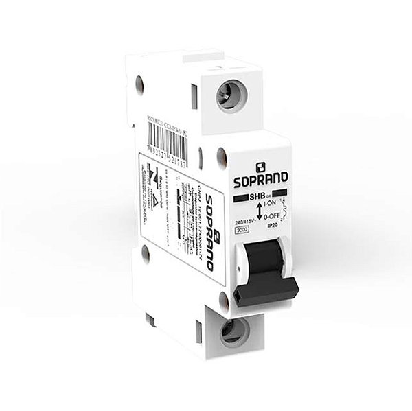 Disjuntor Monopolar 16A Curva C 240V 4,5kA SHB1GII Branco Soprano