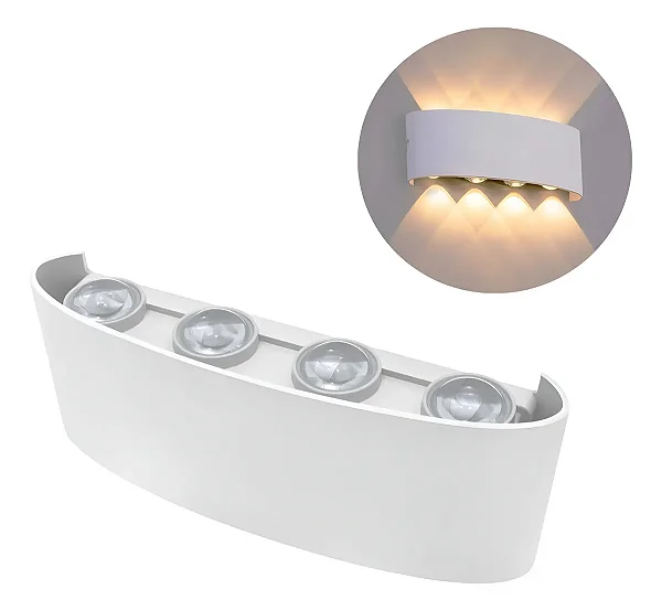 Arandela Lentille Quatre 8W IP65 – Autovolt - Branco – Lumanti