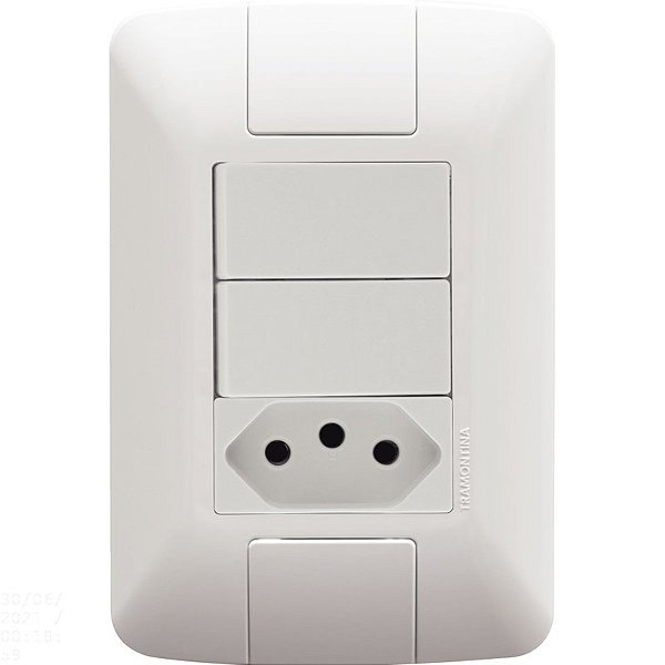 Tramontina Aria Conjunto 4x2 2 Interruptores Simples 1 Tomada 2P+T 10A 250V Branco