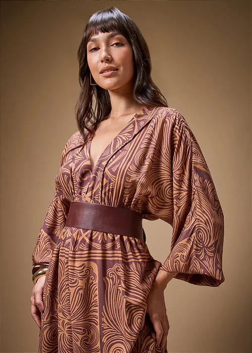 VESTIDO LONGO MOB DETALHADO ESTAMPA YUME FEMININA