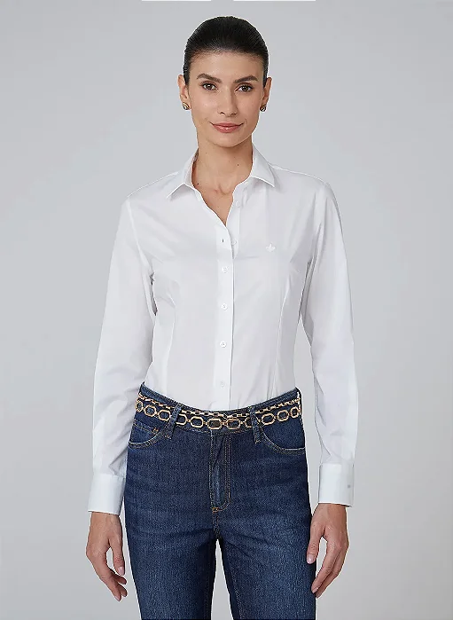 CAMISA DUDALINA MANGA LONGA SLIM TRICOLINE FEMININA BRANCA