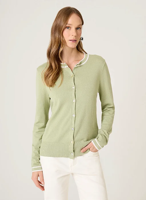 CARDIGAN TRICOT FRISOS MARA DUDALINA FEMININO VERDE CLARO