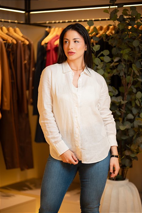 CAMISA DUDALINA MANGA LONGA REGULAR LINHO COLO OFF WHITE