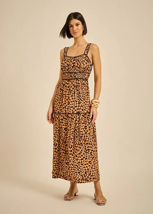 VESTIDO LONGO MOB FEMININO COM ESTAMPA AMBER E TECIDO LEVE