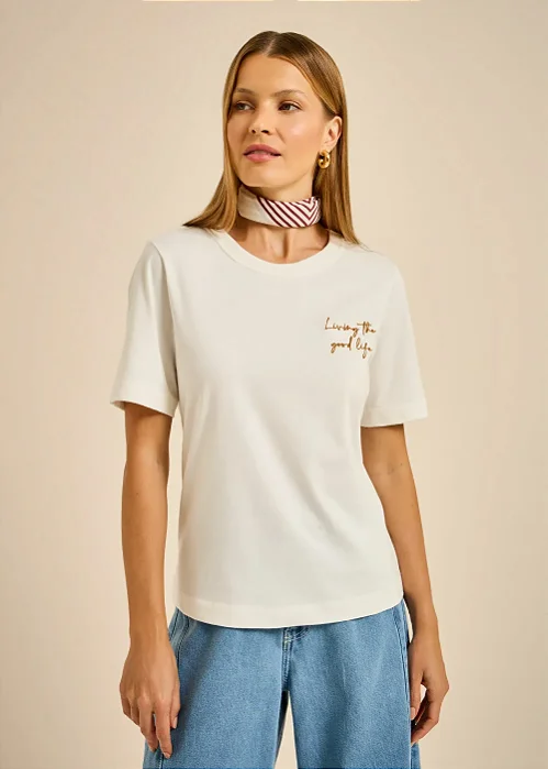 TSHIRT MALHA ESTAMPA BORDADA COQUEIRO MOB FEMININO