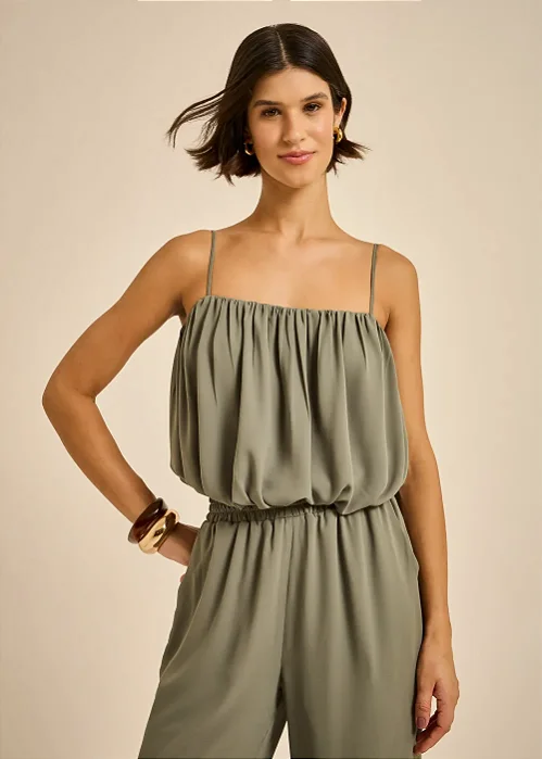 CROPPED MOB COM BARRA BALONE CHIFFON E ALÇAS FINAS FEMININA