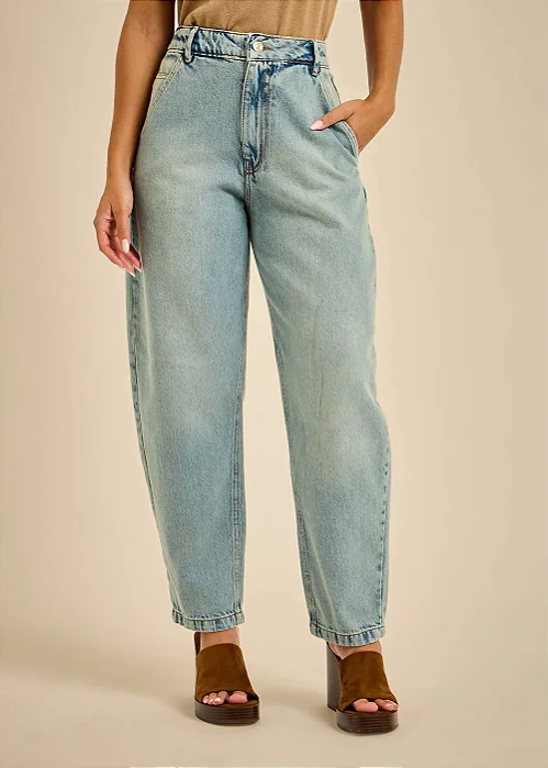 CALÇA JEANS MOB BALLON COM BOLSOS FACA FEMININO AZUL CLARO