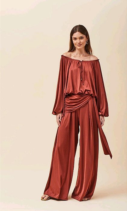 BLUSA VOAR OMBRO A OMBRO EM MALHA ATHENA FEMININA