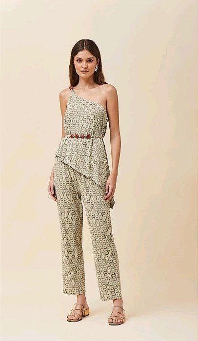 CALÇA VOAR FLUITY LISO COM ESTAMPA GRAVATARIA FEMININA