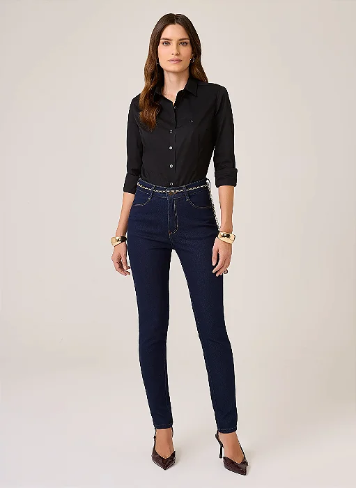 CALÇA JEANS CIGARRETE DUDALINA FEMININA AZUL ESCURO