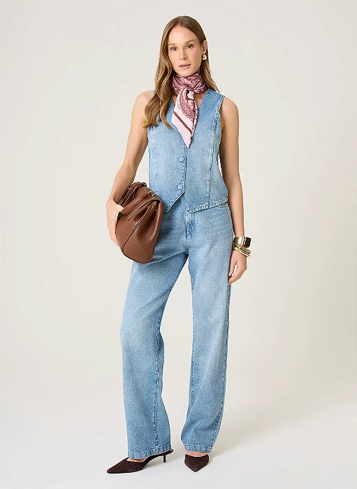 CALÇA JEANS ELLEN RETA DUDALINA AZUL CLARO FEMININO