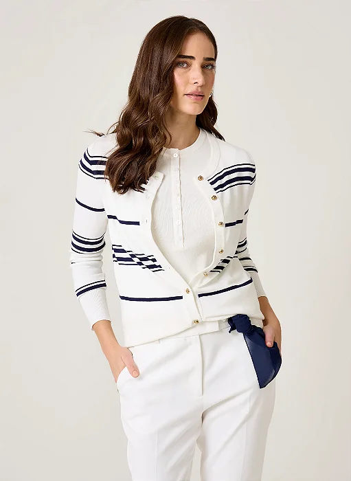 CARDIGAN EM TRICOT MANGA LONGA DUDALINA FEMININO OFF WHITE