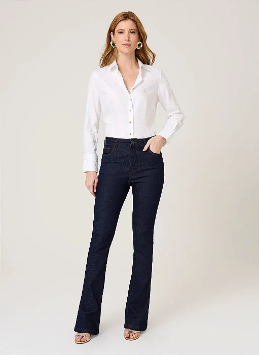 CALÇA JEANS BOOTCUT CHLOE DUDALINA FEMININA AZUL ESCURO
