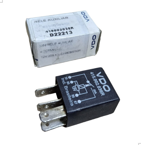 Rele Auxiliar 4t Fiat Vdo D22213 12v 20ah Na C/ Resistor