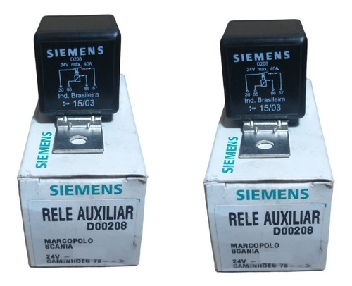 Relé Auxiliar Universal Suporte 4 Terminais 40a 24v Vdo 2pcs