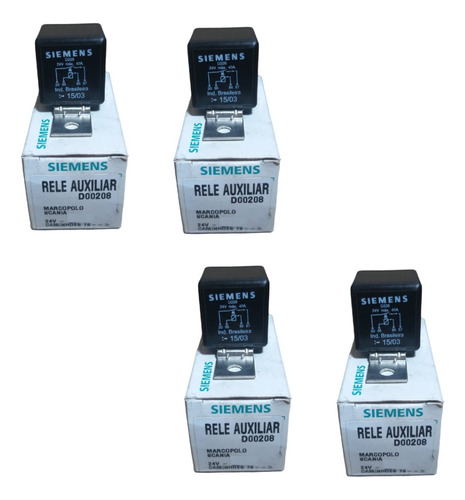 Relé Auxiliar Universal Suporte 4 Terminais 40a 24v Vdo 4pcs