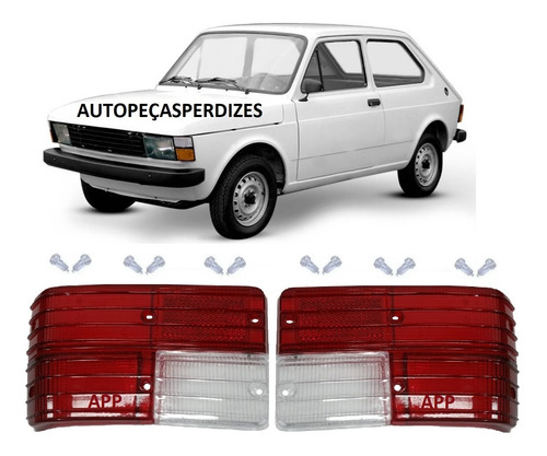 Jogo Lente Lanterna Traseira Fiat 147 Ate 1982 Vermelha C/p