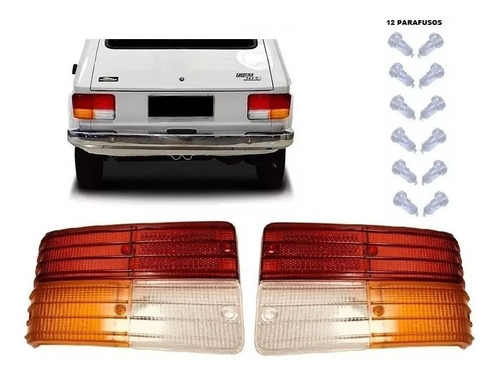 Jogo Lente Lanterna Traseira Fiat 147 Ate 1982 Com Parafusos