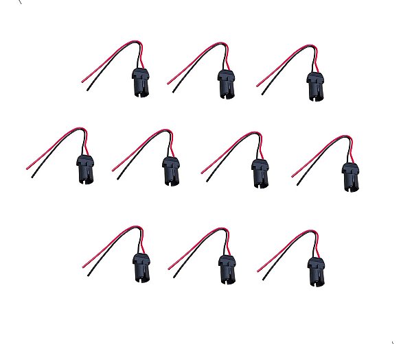 Kit 10 Soquete Plastico Pingao T10 Luz Farol W5w Chicote T10 Preto Branco-neutro