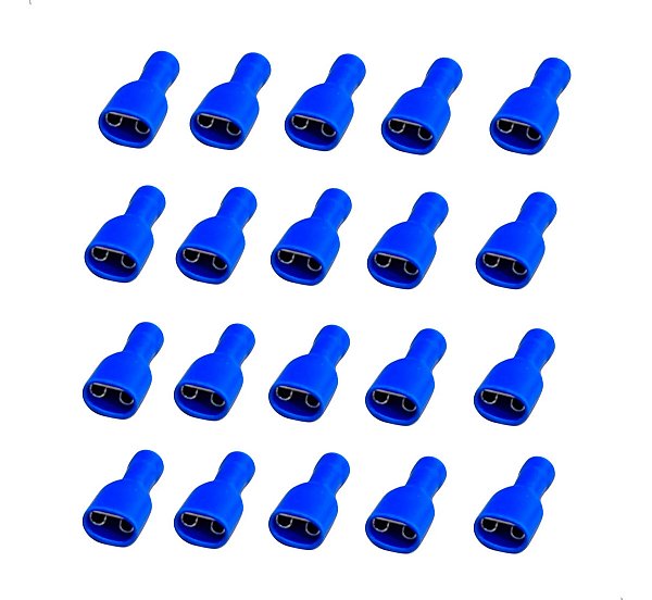 Terminal Fio Isolado 6,3mm Azul P/ Fio 1,5 A 2,5 - 20pcs Azul