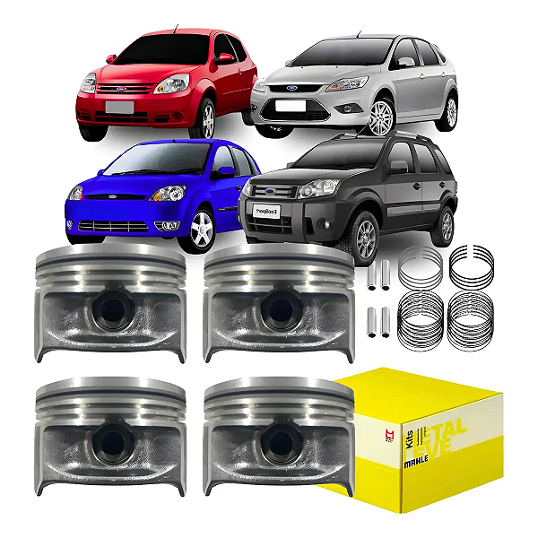 Jogo Pistão com Anel Metal Leve SPA9301 STD Ford Fiesta Ka Ecosport Courier Focus 1.6 Zetec Rocam Flex