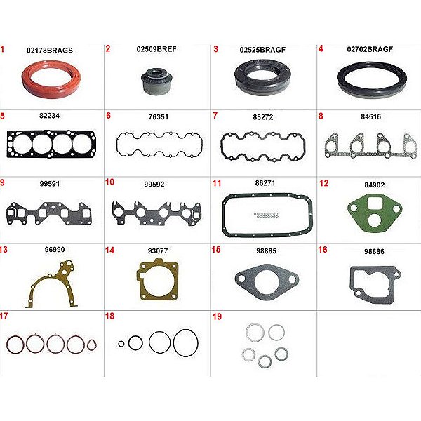 JUNTA MOTOR CORSA 1.6 / 1.8 / MERIVA / MONTANA / FIAT 1.8 8V COM RETENTOR