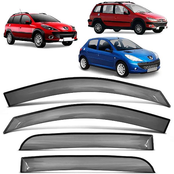 CALHA ACRILICA PEUGEOT 206 e 207 - 4 PORTAS  SW / PASSION / ESCAPADE