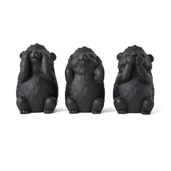 Kit Esculturas Ouricos Em Cimento 3 Pcs