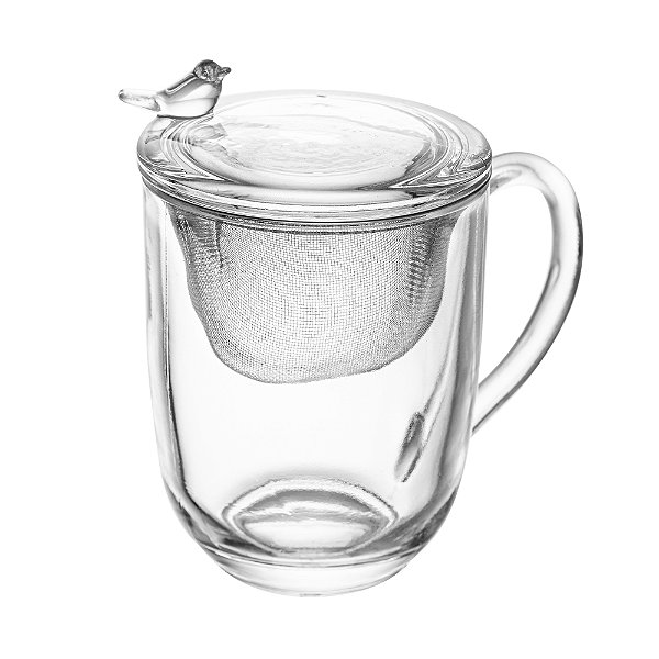 Caneca com Tampa e Filtro Bird 350ml Cristal - Wolff