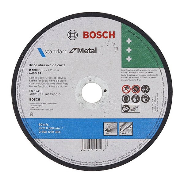 Disco Corte Bosch Standard Metal 7P 180x1,6x22,23