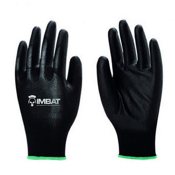 Luva Imbat Helanca PU Preta Tamanho 8