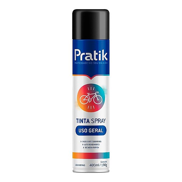 Tinta Spray Pratik Preto Brilhante 400ml