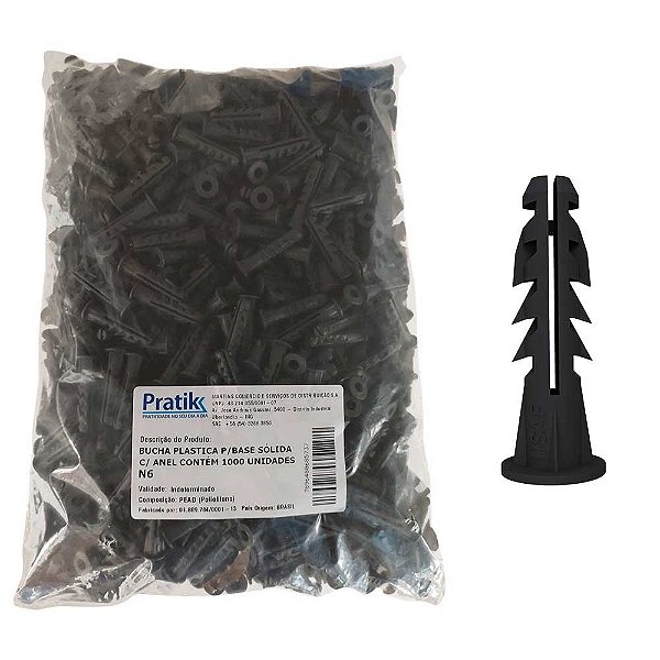 Bucha Pratik Fixação Base Sólida N6 Cinza 1000un