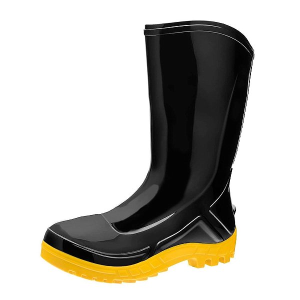 Bota PVC Vulcaflex Preta Solado Amarelo Cano 27cm 44