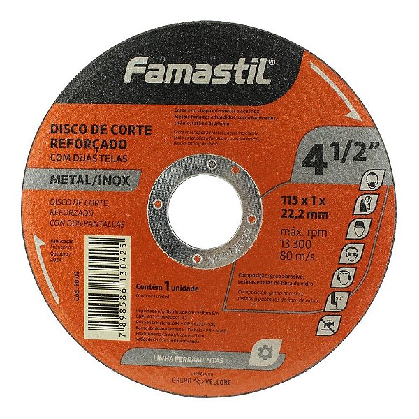 Disco Corte Inox Metal 4.1/2 115mm Famastil