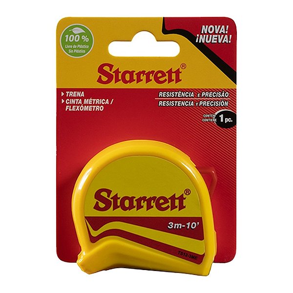 Trena Starrett 3m Aço Com Graduação em mm e Polegada