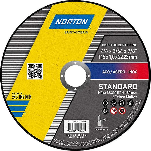 Disco de corte, 115 mm x 1 mm x 22,23 mm standard NORTON