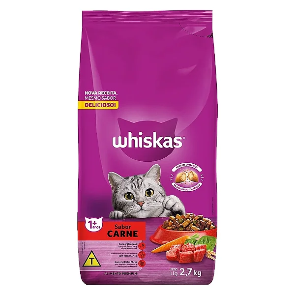 Ração Whiskas Premium Adulto Carne 2,7kg